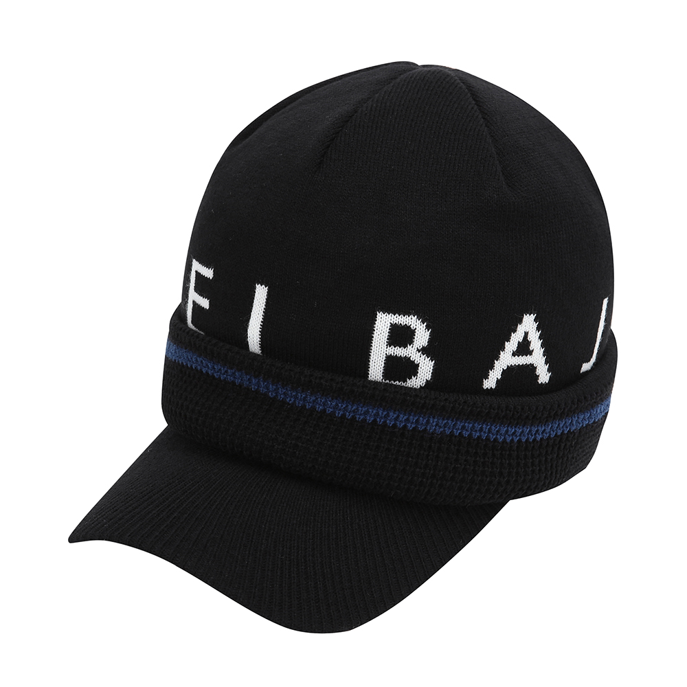 남성 라인 배색 로고 니트캡 모자
